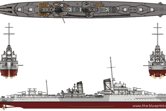 Корабль DKM Z-7 [Destroyer] (1942) - чертежи, габариты, рисунки